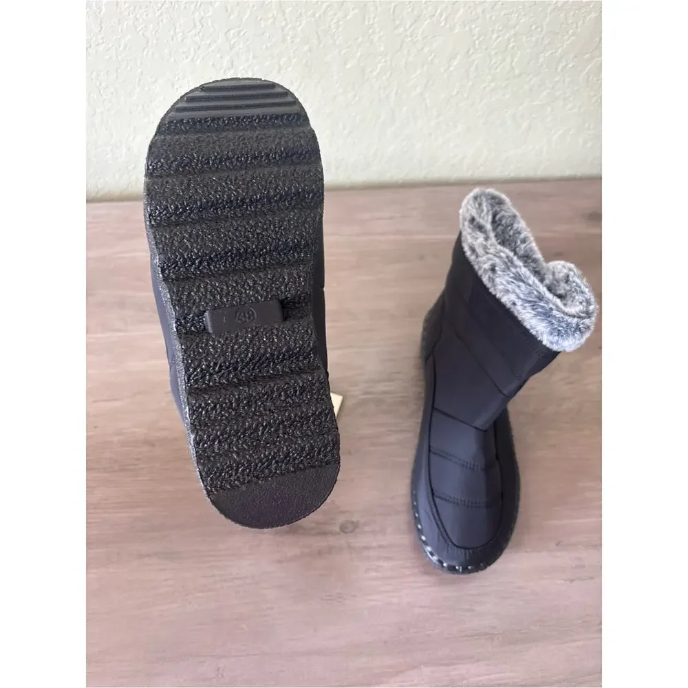 NWOT Women’s Black Winter Snow Boots Faux Fur Lined Waterproof EU 39 US 8.5